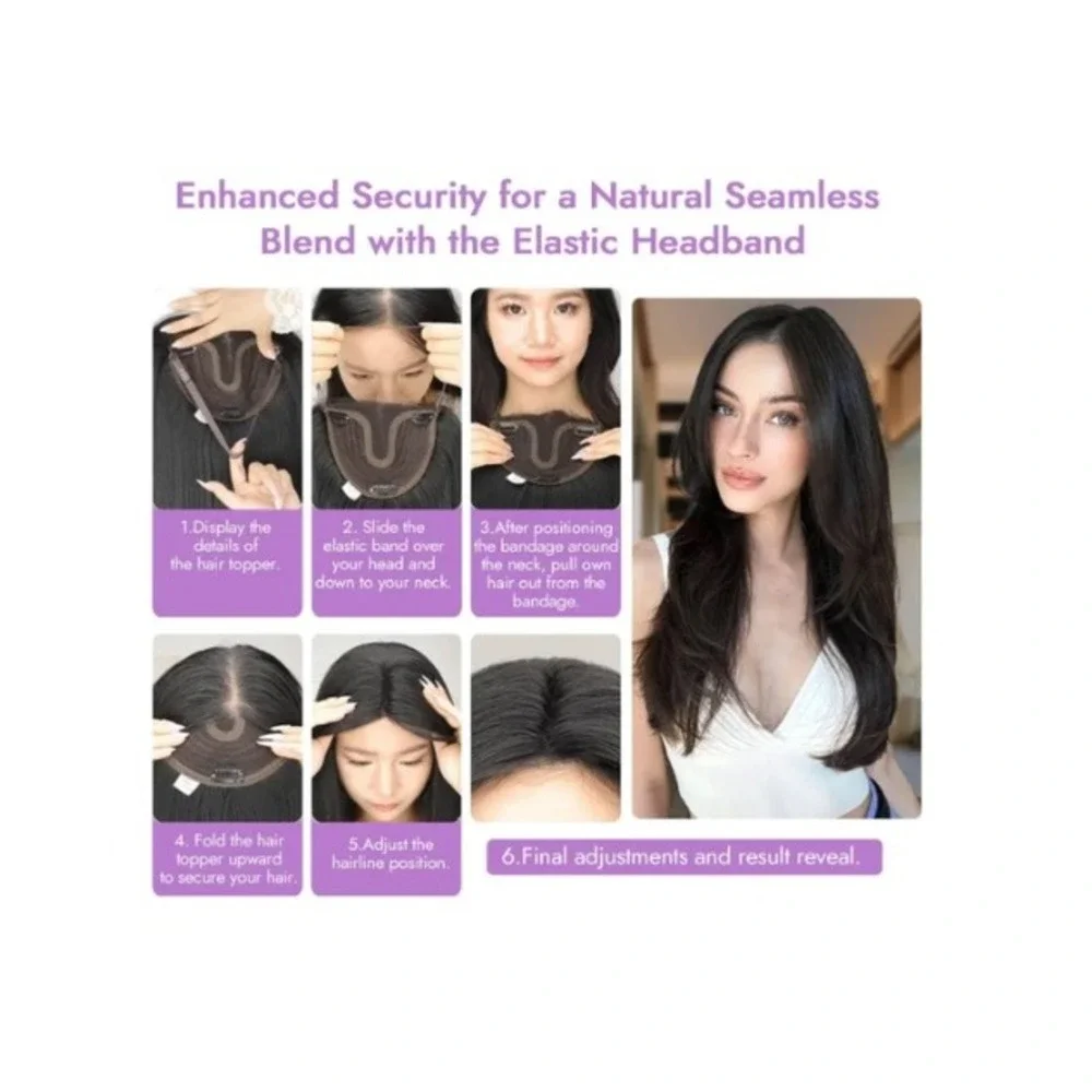 Eawwii 18 In Synthetic Hair Topper Dark Brown Clip In Volume Piece Curtain Bangs